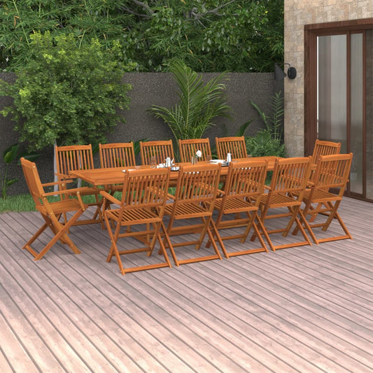 Dining Set | Brown | Solid acacia wood | Large | Foldable | Dining Set