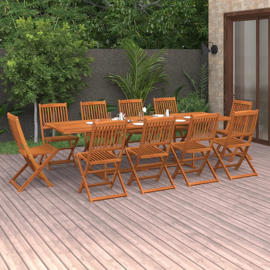 Dining Set | Brown | Solid Acacia Wood | Large | Foldable | Dining Set