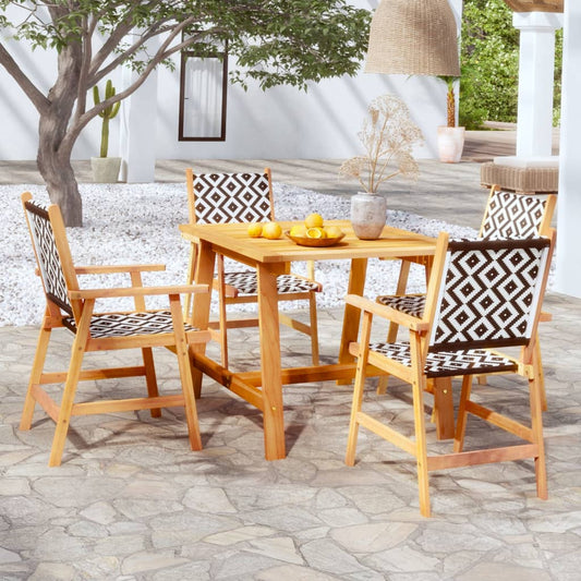 Garden Dining Set | Acacia Brown | Solid Acacia wood, Poly rattan
