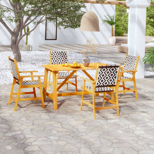 Garden Dining Set | Brown | Solid Acacia Wood, Poly Rattan | Medium
