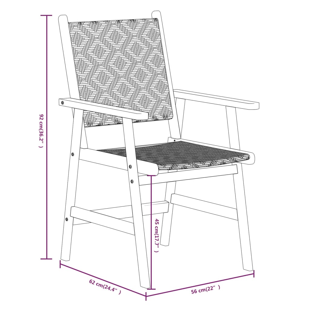 Garden Dining Set | Brown | Solid Acacia Wood, Poly Rattan | 7 Piece
