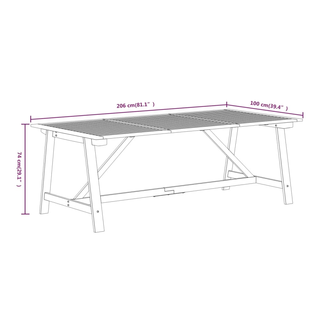 Garden Dining Set | Brown | Solid acacia wood | Large | Durable
