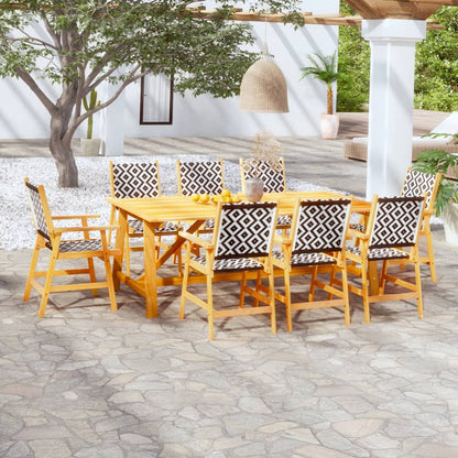 Garden Dining Set | Brown | Solid Acacia wood, Poly Rattan | 9 Piece Set
