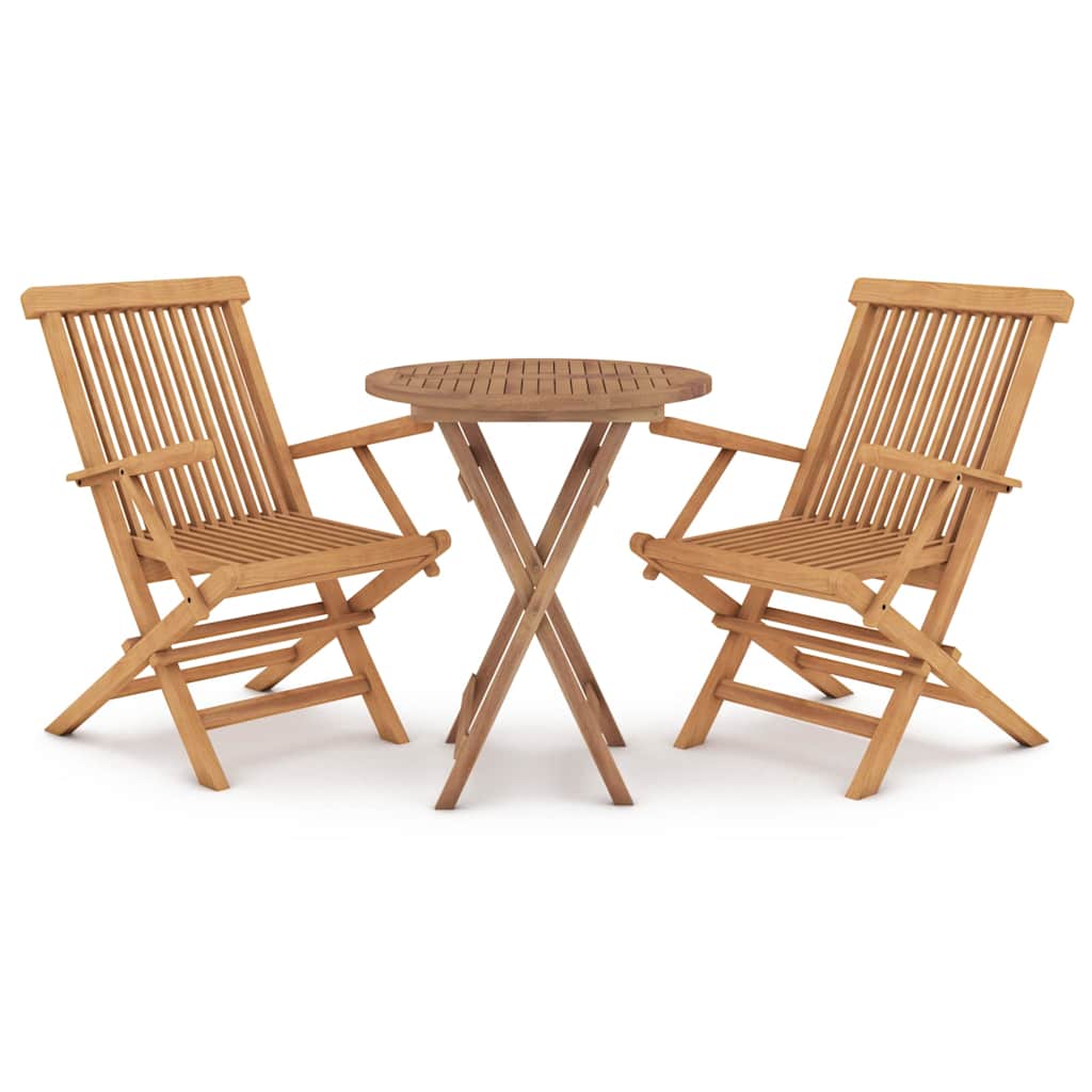 3 Piece Garden Dining Set Solid Wood Teak