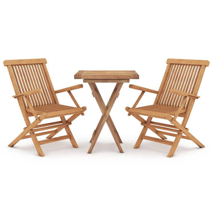 3 Piece Garden Dining Set Solid Wood Teak