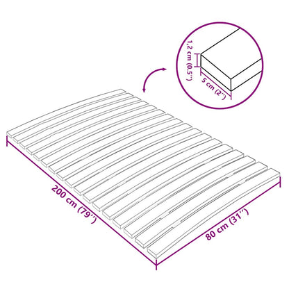 Bed Slats Replacement with 17 Slats 80x200 cm
