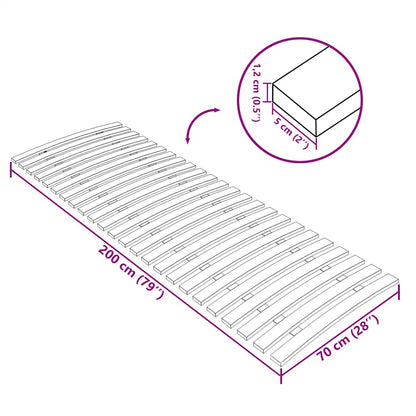 Bed Slats Replacement with 24 Slats 70x200 cm