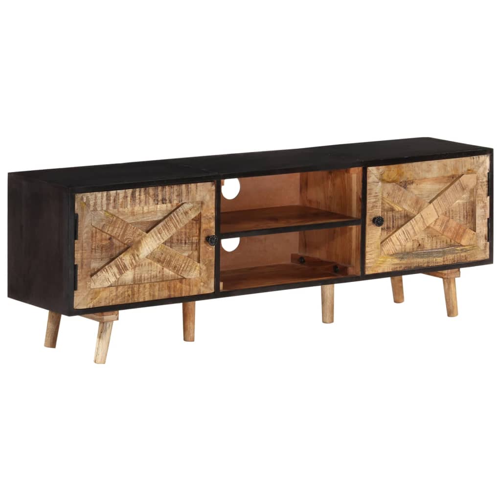 TV Cabinet 140x30x46 cm Rough Mango Wood and Solid Acacia Wood