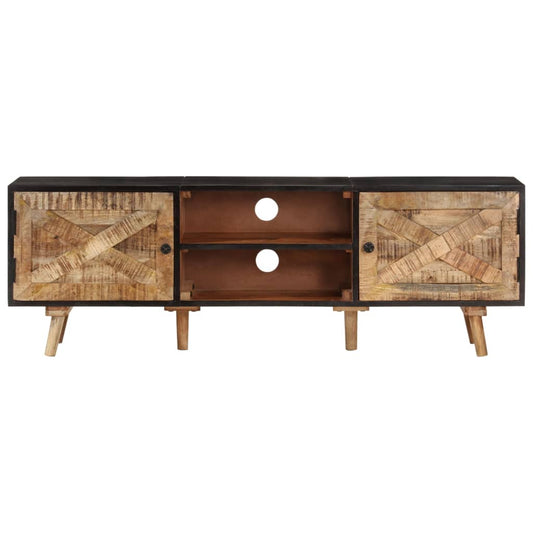 TV Cabinet 140x30x46 cm Rough Mango Wood and Solid Acacia Wood