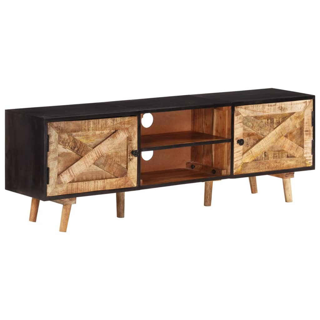 338420 vidaXL TV Cabinet 140x30x46 cm Rough Mango Wood and Solid Acacia Wood