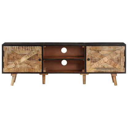 TV Cabinet 140x30x46 cm Rough Mango Wood and Solid Acacia Wood