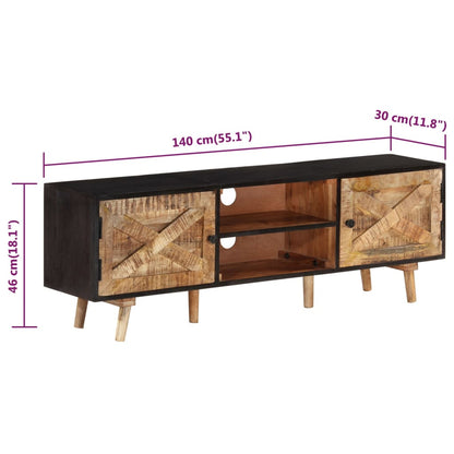 TV Cabinet 140x30x46 cm Rough Mango Wood and Solid Acacia Wood