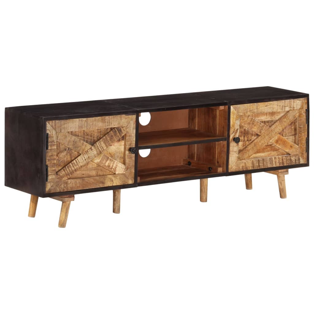 TV Cabinet 140x30x46 cm Rough Mango Wood and Solid Acacia Wood