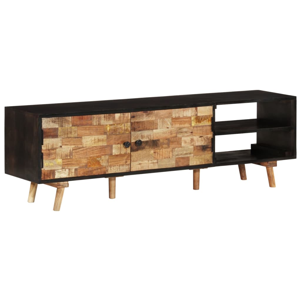 TV Cabinet 140x30x45 cm Rough Mango Wood and Solid Acacia Wood