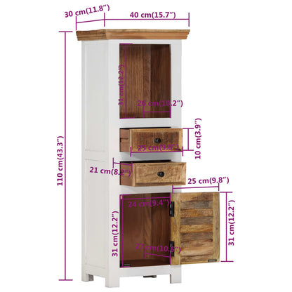 Highboard Brown&White 40x30x110 cm Solid Wood Mango and Acacia