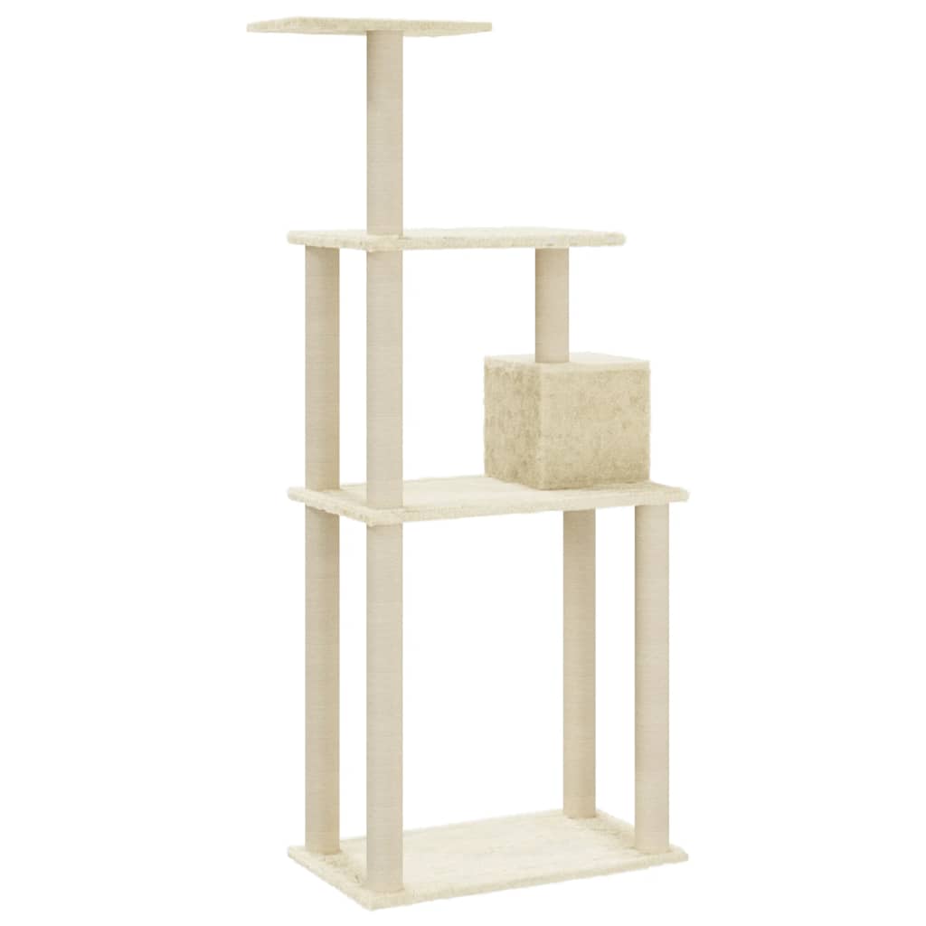Cat Tree with Sisal Scratching Posts Cream 147 cm