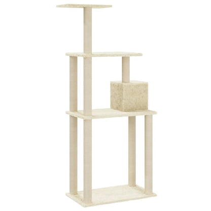 Cat Tree with Sisal Scratching Posts Cream 147 cm