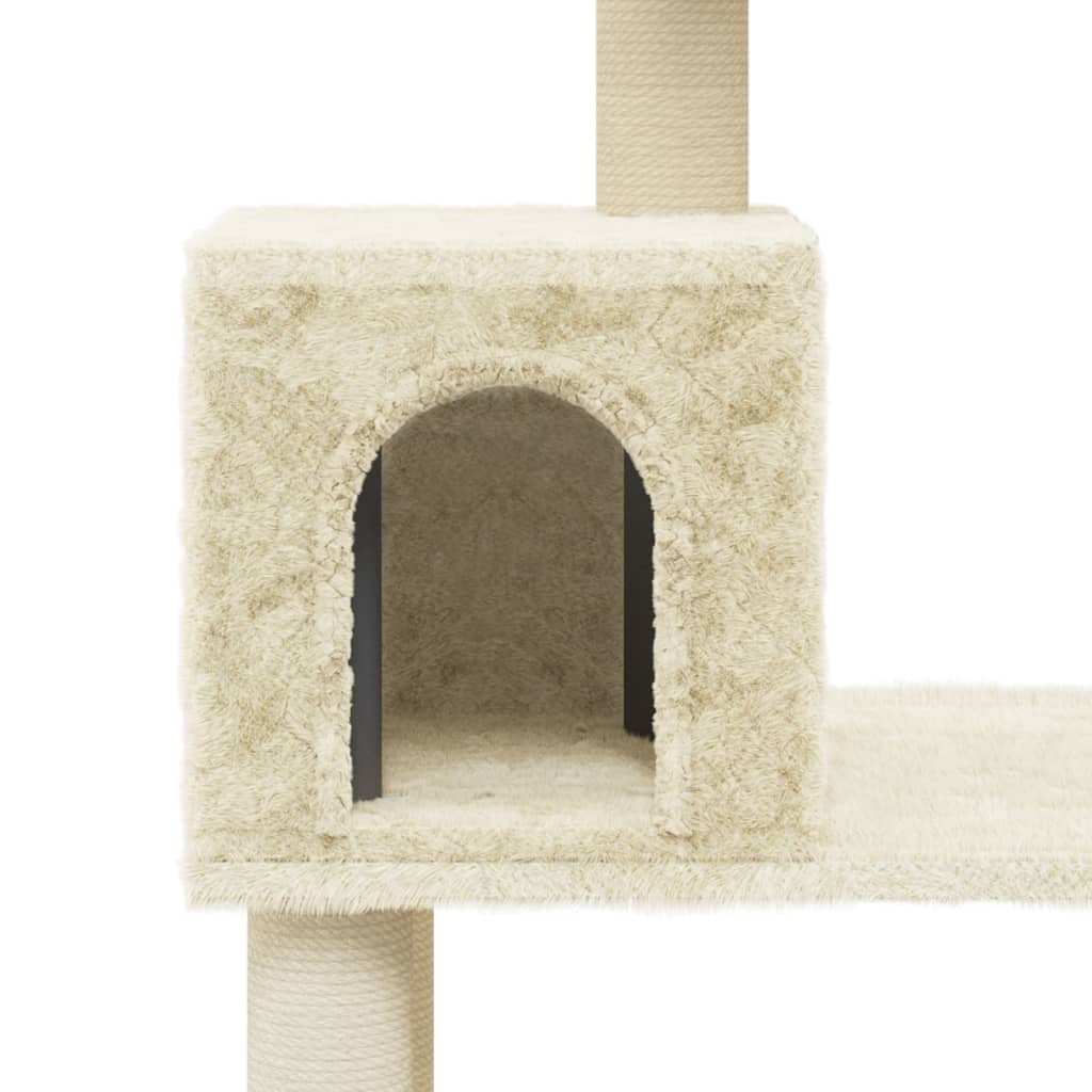 Cat Tree with Sisal Scratching Posts Cream 147 cm
