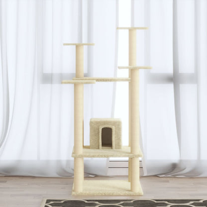 Cat Tree with Sisal Scratching Posts Cream 110 cm