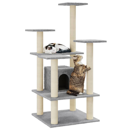 Cat Tree with Sisal Scratching Posts Light Grey 110 cm
