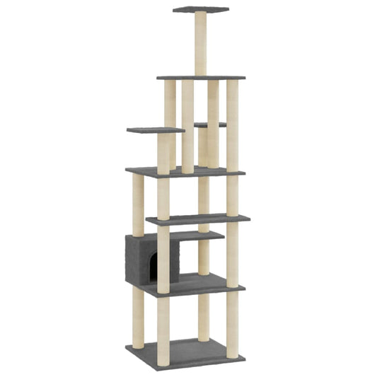 Cat Tree with Sisal Scratching Posts Dark Grey 183 cm