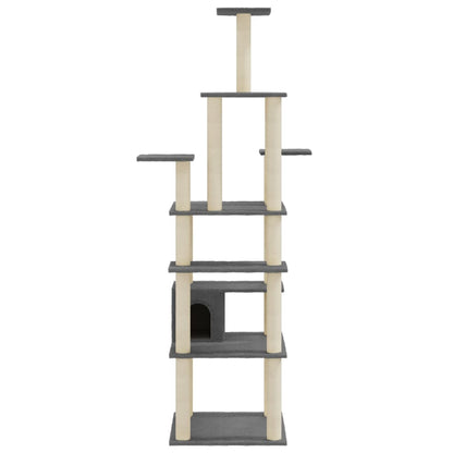Cat Tree with Sisal Scratching Posts Dark Grey 183 cm
