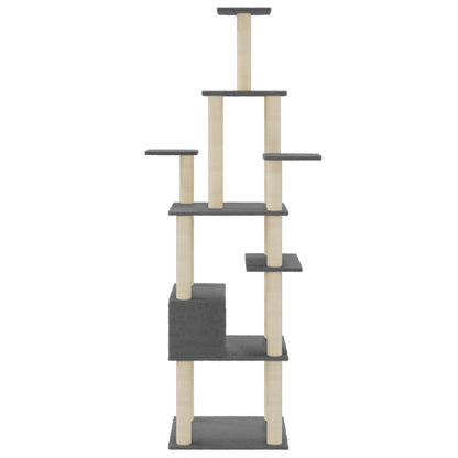 Cat Tree with Sisal Scratching Posts Dark Grey 183 cm