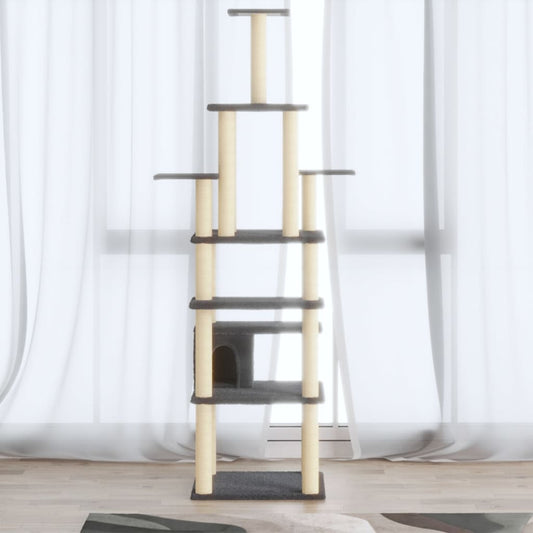 Cat Tree with Sisal Scratching Posts Dark Grey 183 cm