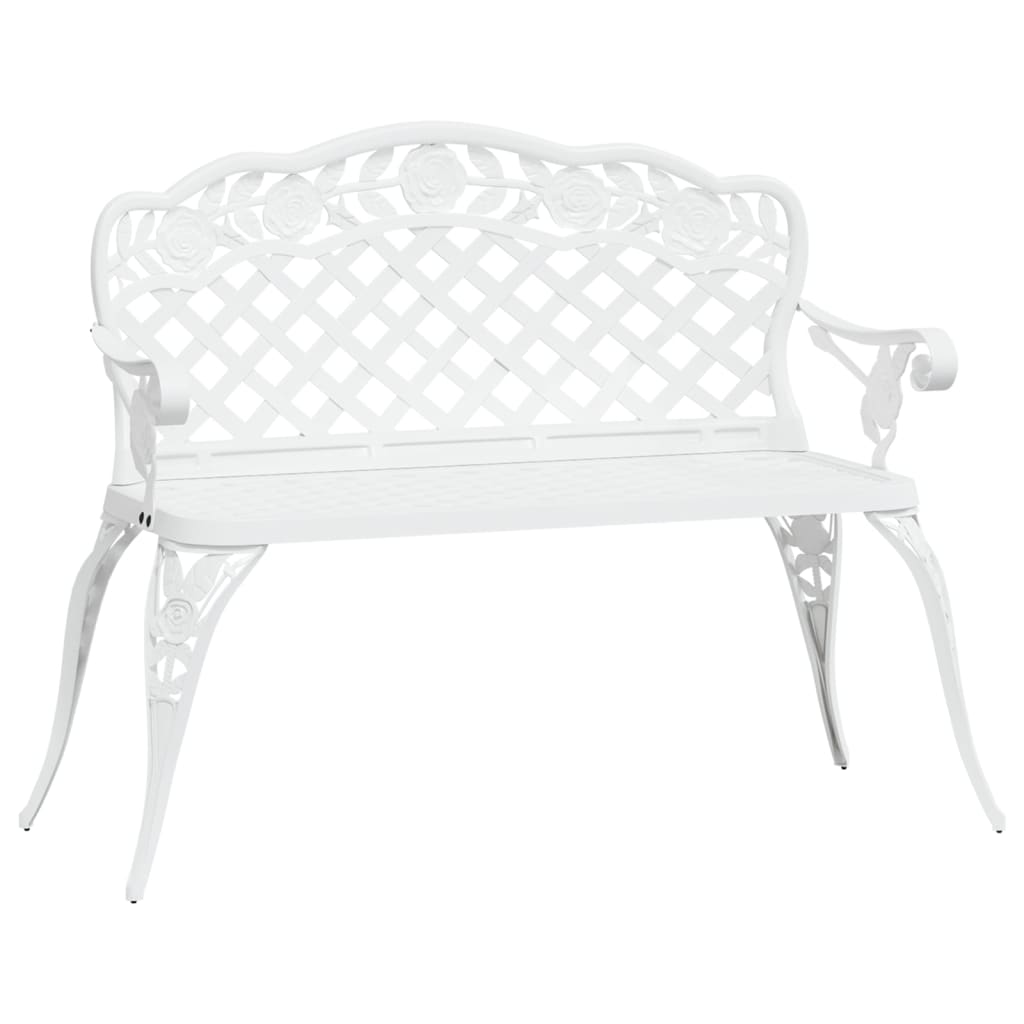 Garden Bench | White | Cast Aluminium, Cast Iron | 108 cm width