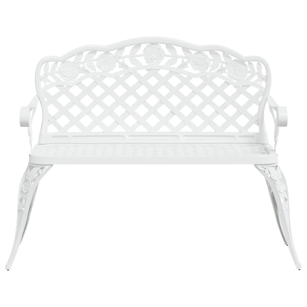 Garden Bench | White | Cast Aluminium, Cast Iron | 108 cm width