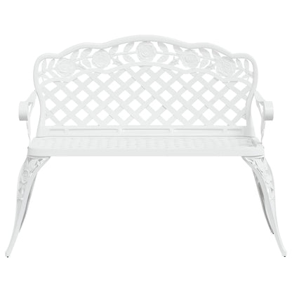 Garden Bench | White | Cast Aluminium, Cast Iron | 108 cm width