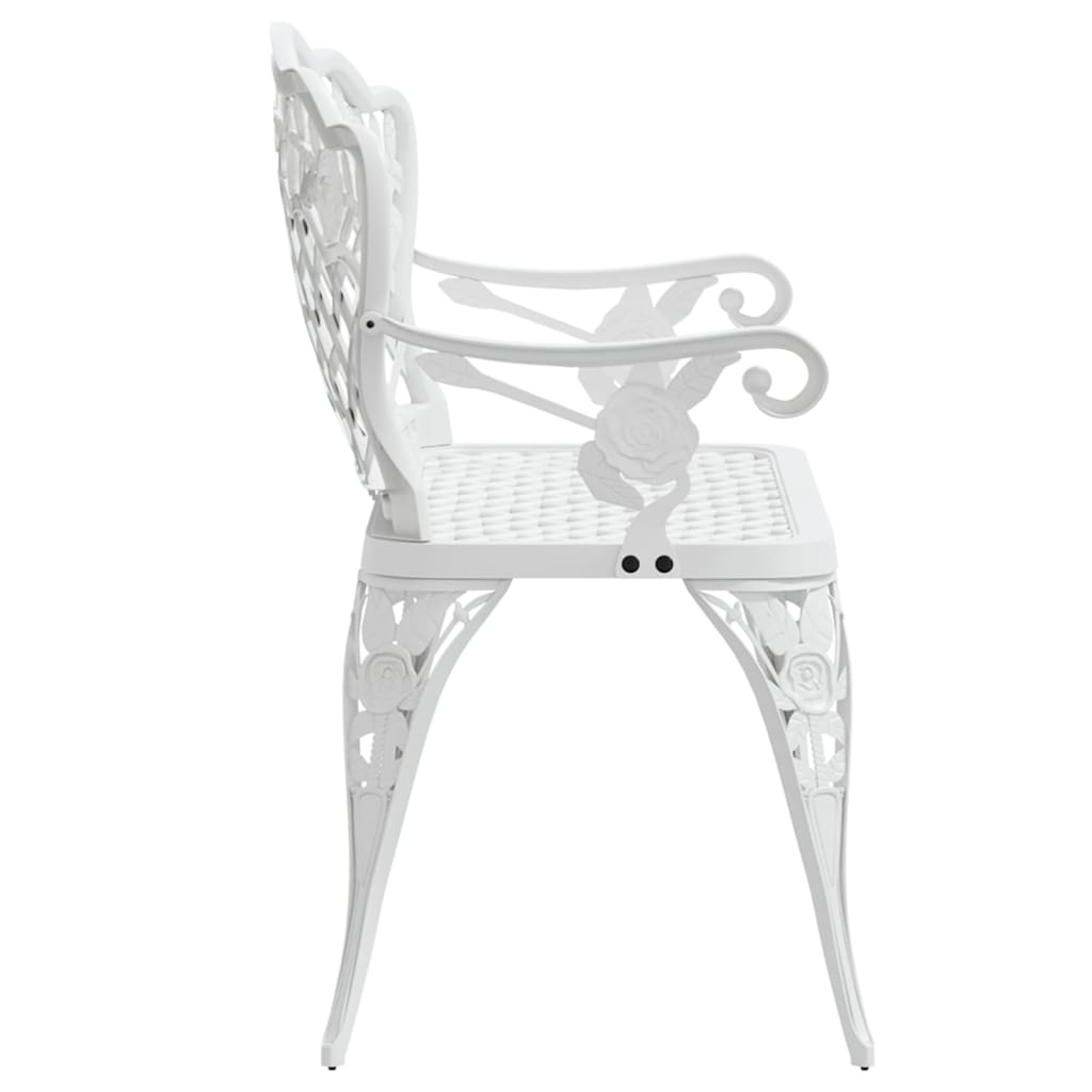 Garden Bench | White | Cast Aluminium, Cast Iron | 108 cm width
