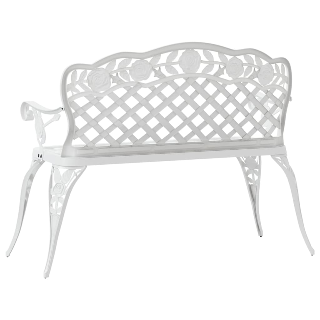 Garden Bench | White | Cast Aluminium, Cast Iron | 108 cm width
