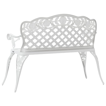 Garden Bench | White | Cast Aluminium, Cast Iron | 108 cm width