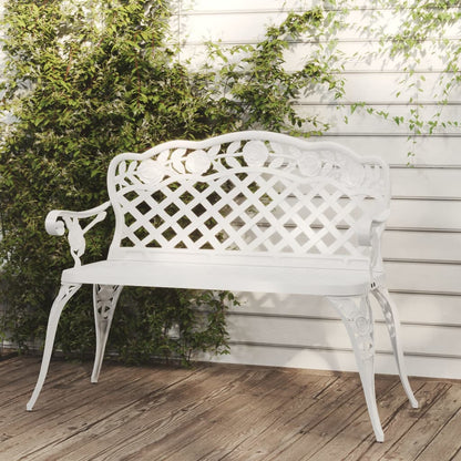 Garden Bench | White | Cast Aluminium, Cast Iron | 108 cm width