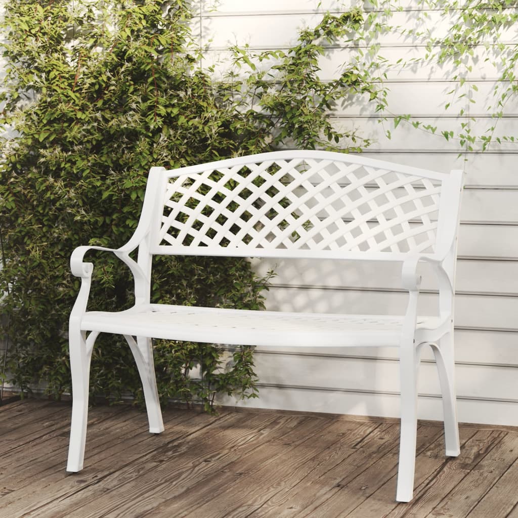 Garden Bench | White | Cast Aluminium, Cast Iron | Medium | Durable