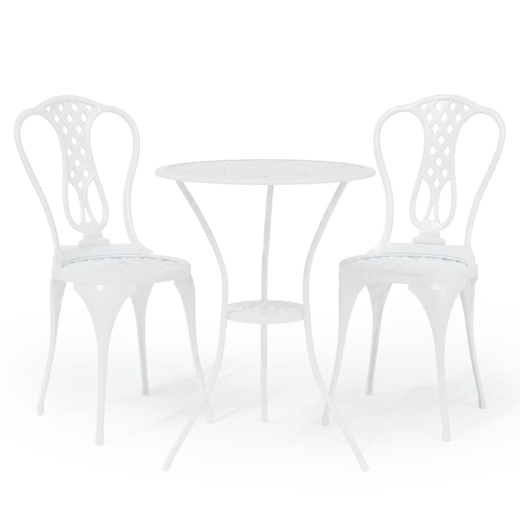 Bistro Set | White | Cast aluminium | Small | Durable | Bistro Set