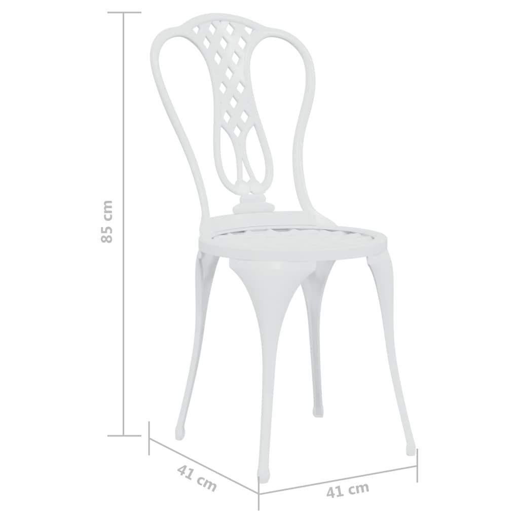 Bistro Set | White | Cast aluminium | Small | Durable | Bistro Set