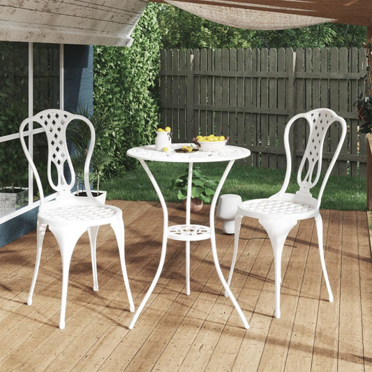 Bistro Set | White | Cast aluminium | Small | Durable | Bistro Set