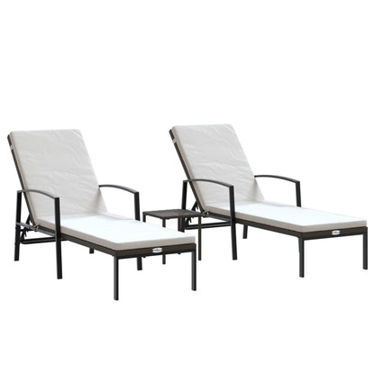 Sun Lounger With Table |  Set of 3 | Brown