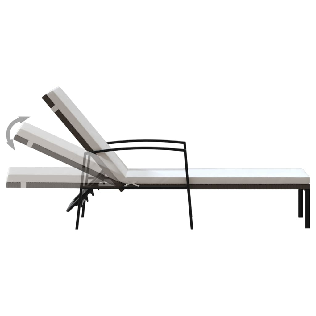 Sun Lounger With Table |  Set of 3 | Brown
