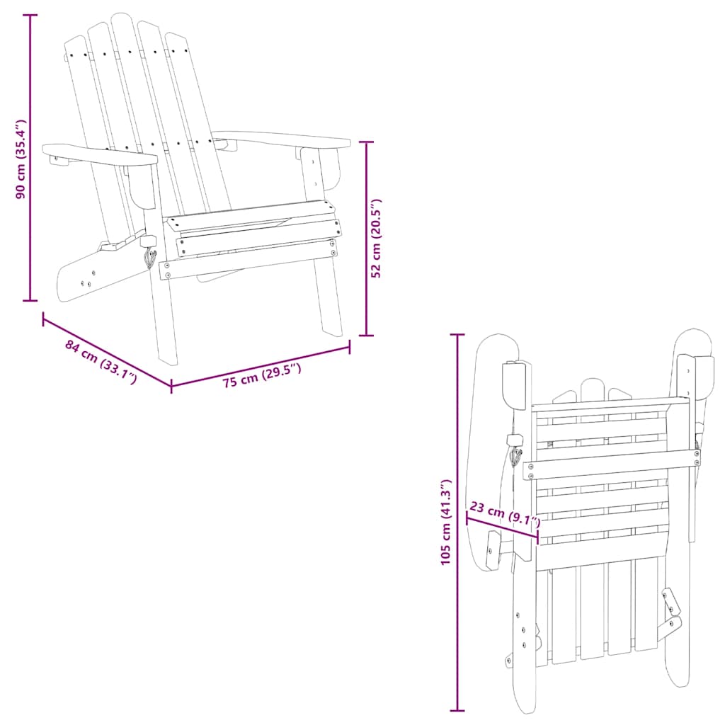 Garden Chair | Natural wood | Solid Acacia wood | Standard | Foldable