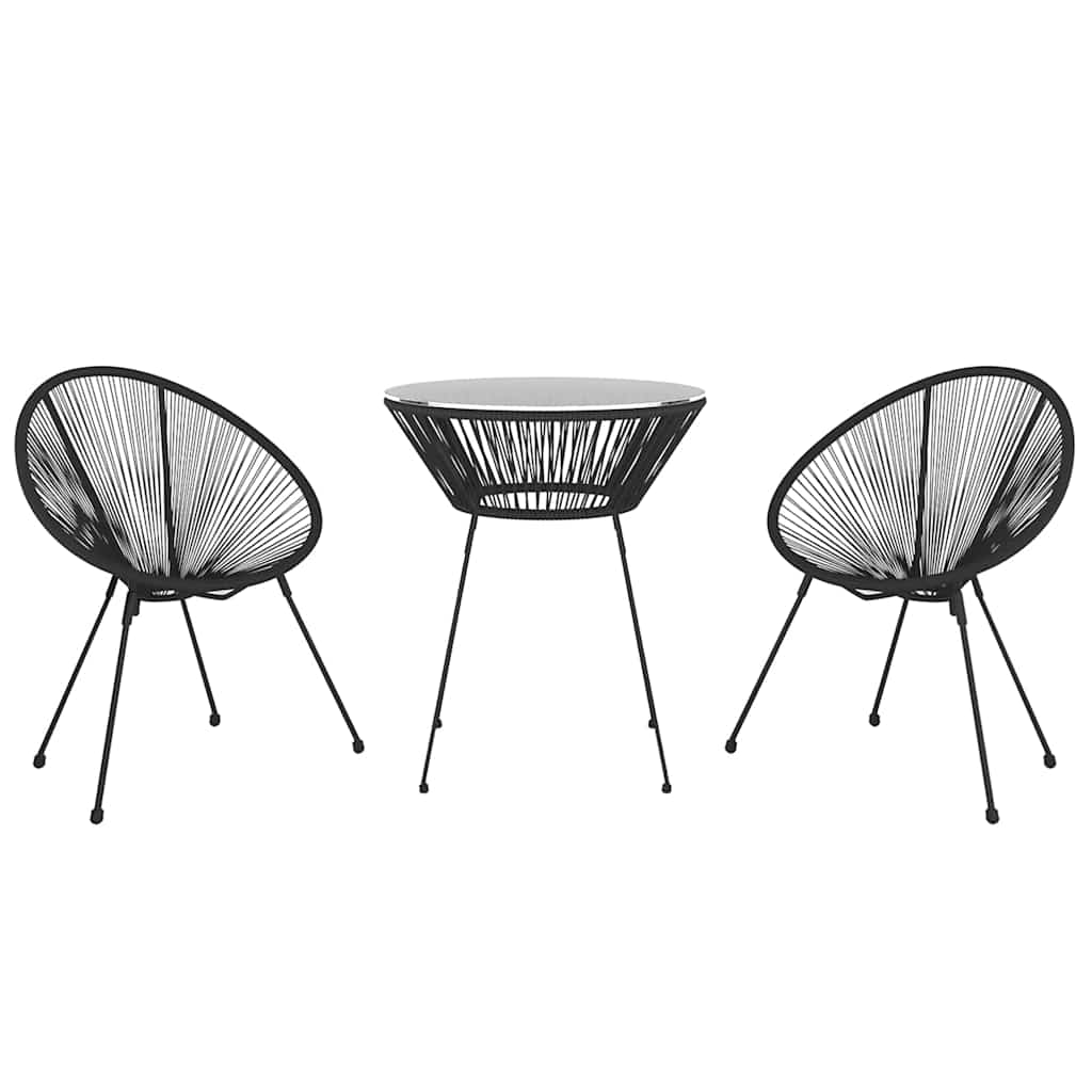 3 Piece Garden Dining Set Black