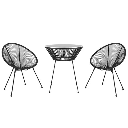 3 Piece Garden Dining Set Black