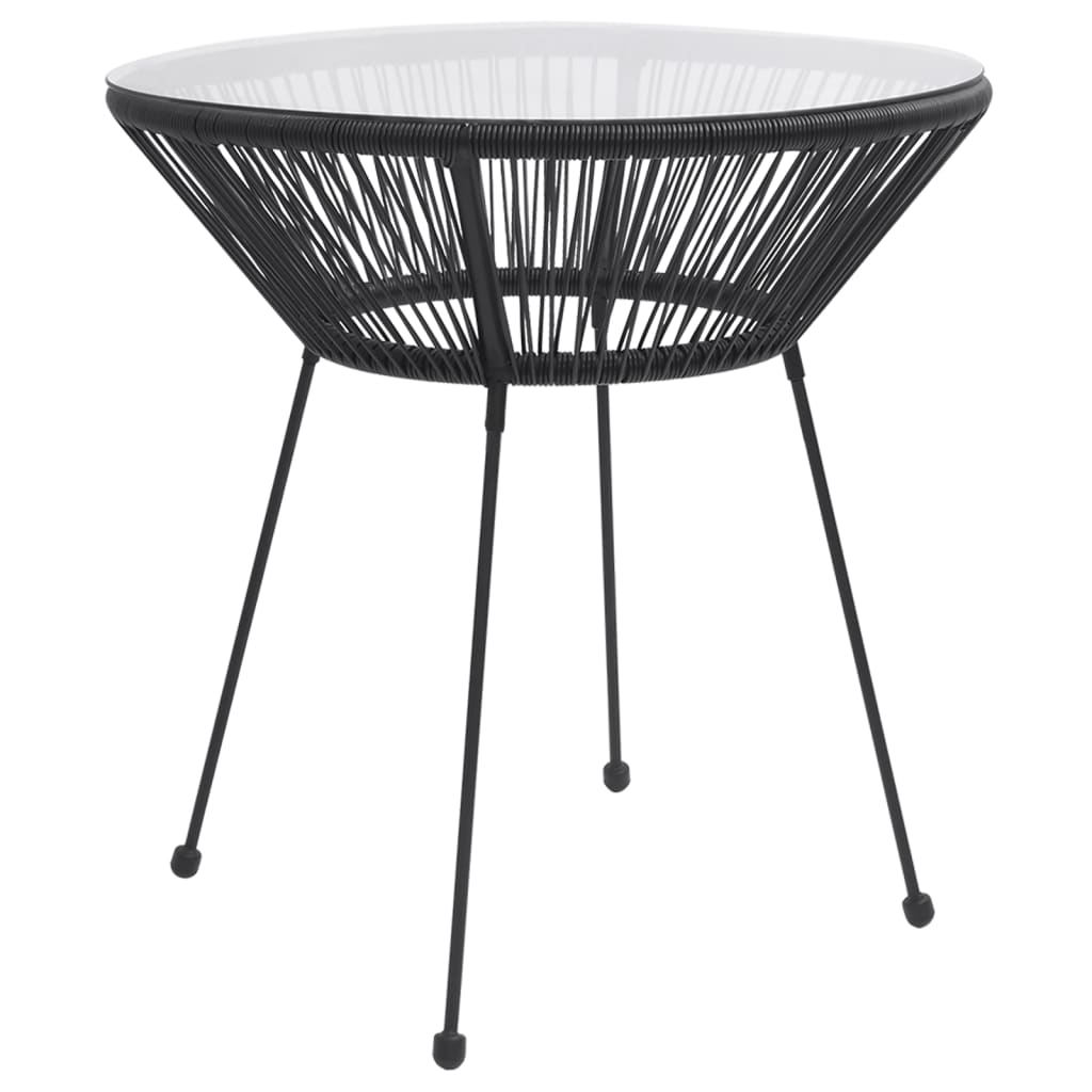 Dining Set | Black | Round PVC Rattan | Decorative Inlays | Dining Set
