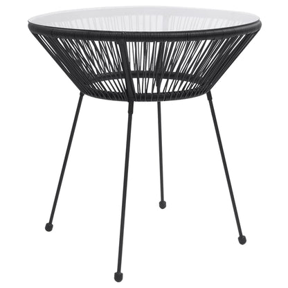 Dining Set | Black | Round PVC Rattan | Decorative Inlays | Dining Set