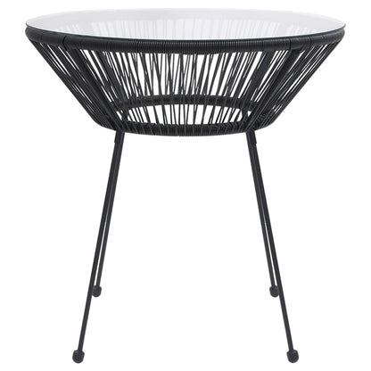 Dining Set | Black | Round PVC Rattan | Decorative Inlays | Dining Set
