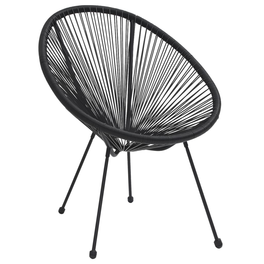 Dining Set | Black | Round PVC Rattan | Decorative Inlays | Dining Set