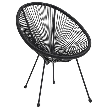 Dining Set | Black | Round PVC Rattan | Decorative Inlays | Dining Set