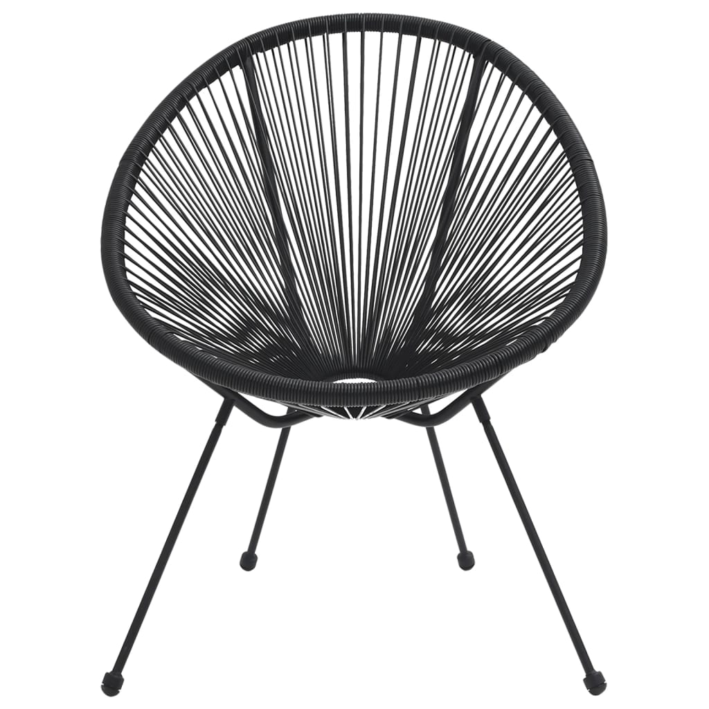 Dining Set | Black | Round PVC Rattan | Decorative Inlays | Dining Set